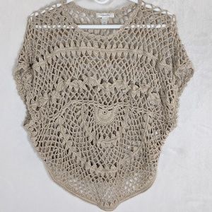 2/$15! Beige Open Crochet Boho Sweater / Blouse
